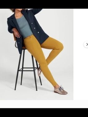 Mustard Stretch Ponte Skinny Pants - Women